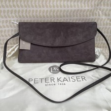 BNWT PETER KAISER WINEMA DARK GREY LEATHER SUEDE CLUTCH SHOULDER BAG £145