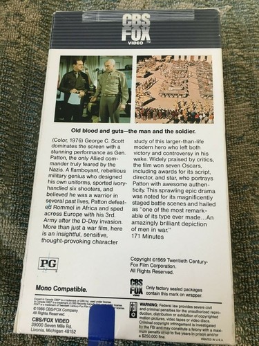 PATTON VHS 2-Tape Set Color 1976 old blood & guts-the man & the soldier 171 mins - Picture 2 of 8