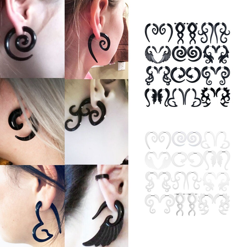 12pcs Gothic Piercing Earrings Stud Earrings Multi Styles Fashion Earrings 5819