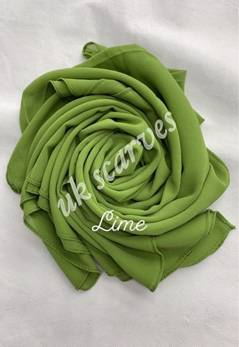 High Quality Plain Chiffon Hijab Scarf Shawl Wrap Soft Georgette Dubai Elegant - Picture 79 of 83