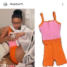 Zara color block ribbed romper TV and bloggers favorite S