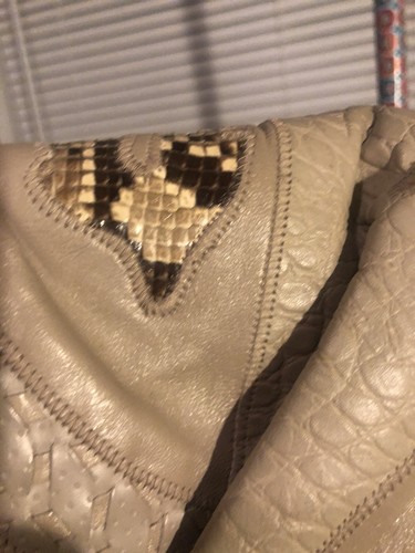 Vintage 80er SHARIF beige Umhängetasche Leder Patchwork Handtasche EUC- ATEMBERAUBEND - Bild 5 von 12