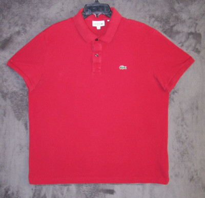 Lacoste Polo Shirt Adult XXL Slim Fit (7) Red Short Sleeve Golf Cotton Mens