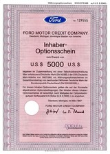 Ford Motor Credit Company, Dearborn, Michigan 1987 Inh. Opt. Schein (5.000 $)