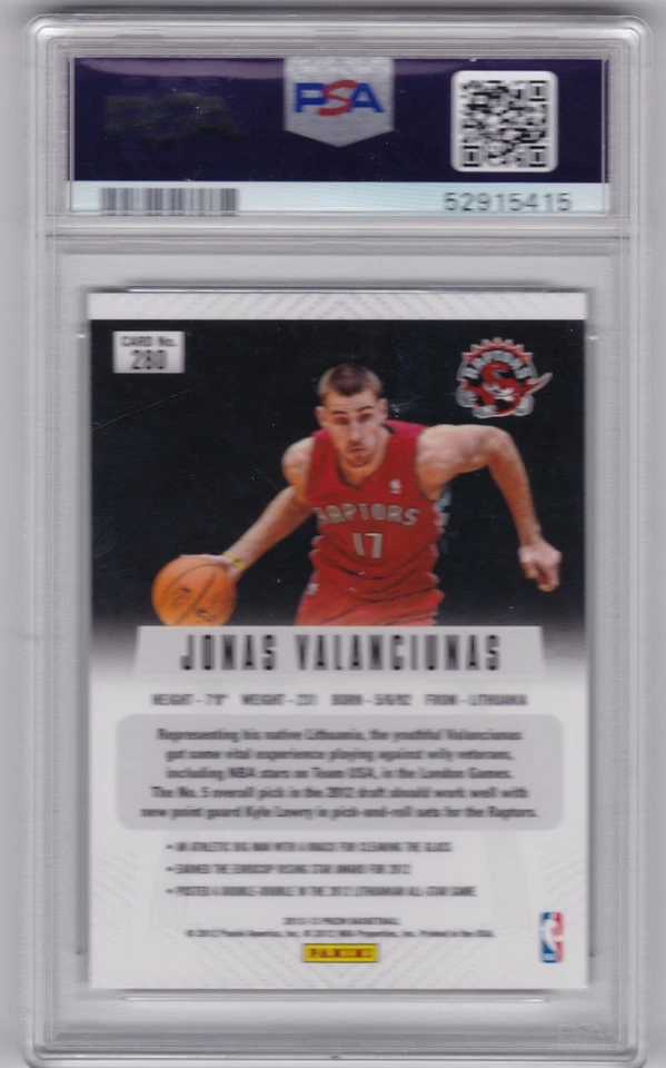 2012-13 Panini Prizm #280 Jonas Valanciunas RC Rookie Card PSA 10 Gem Mint G06 - Image 2 of 2