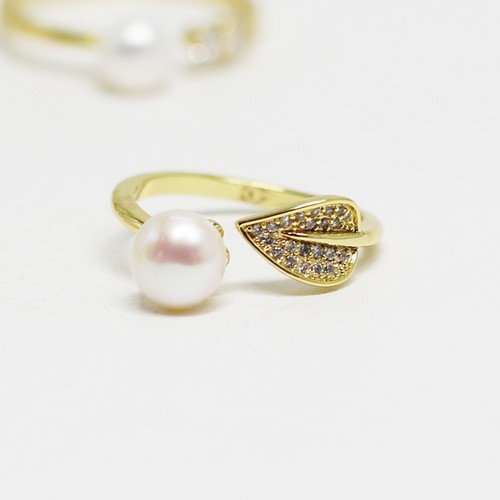 Adjustable Vintage Simple Gold Natural Fresh Water Pearl Rings |Pearl Collection - Picture 6 of 8