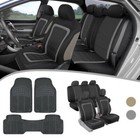 carXs Car Seat Covers with Rubber Floor Mats Complete Interior Protection Set
