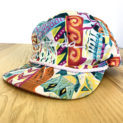Honda Womens One Size Vintage 90s Winner Snapback Rope Hat Abstract Colorful - Picture 3 of 11