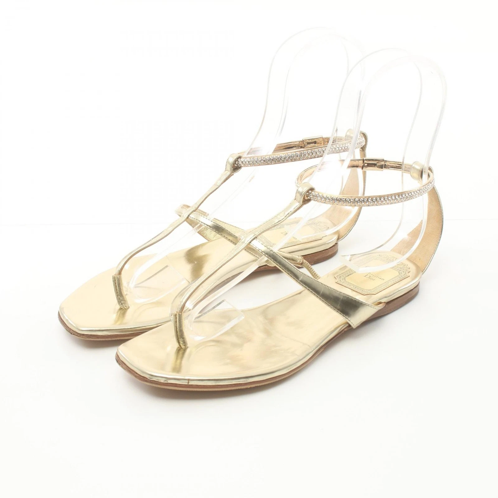 Christian Dior Sandales Chaussures Cuir Doré Occasion Femme Taille 34