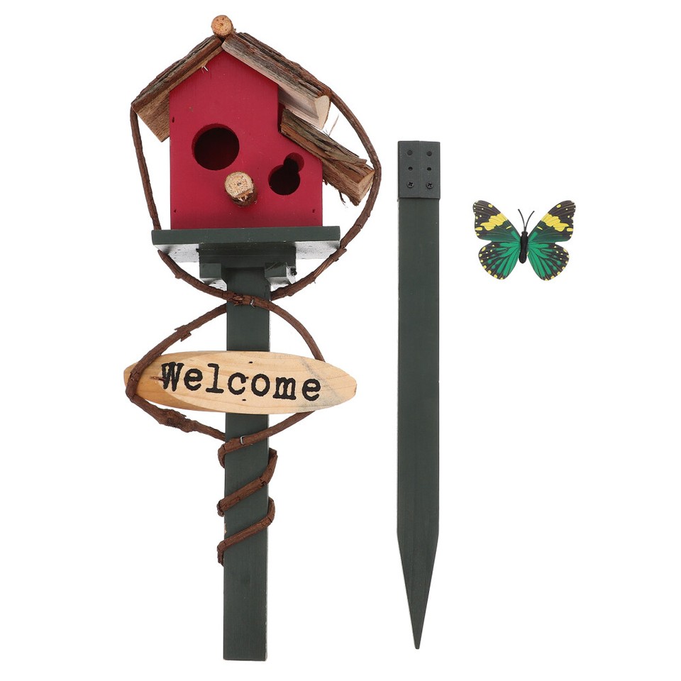 Bird House Pole on Stake Standing Feeder Backyard Decoration Park eBay