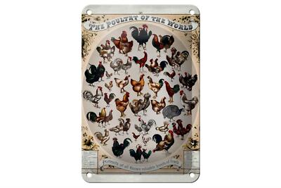 Blechschild Geflügelart 12x18 cm the poultry of the worls Deko Schild