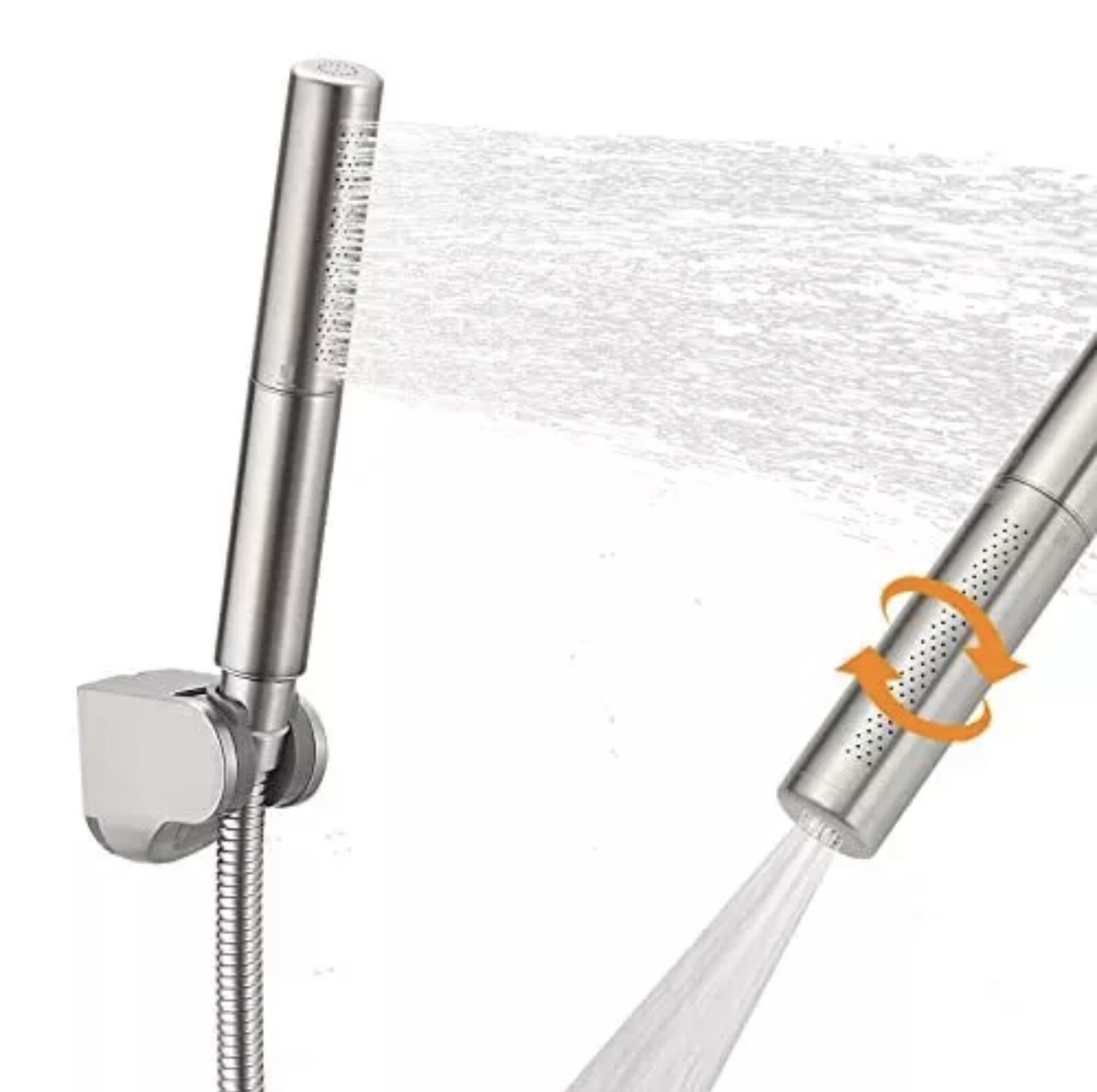 Brass 2-in-1 High Pressure Handheld Shower Head Set in 7 Brushed Nickel