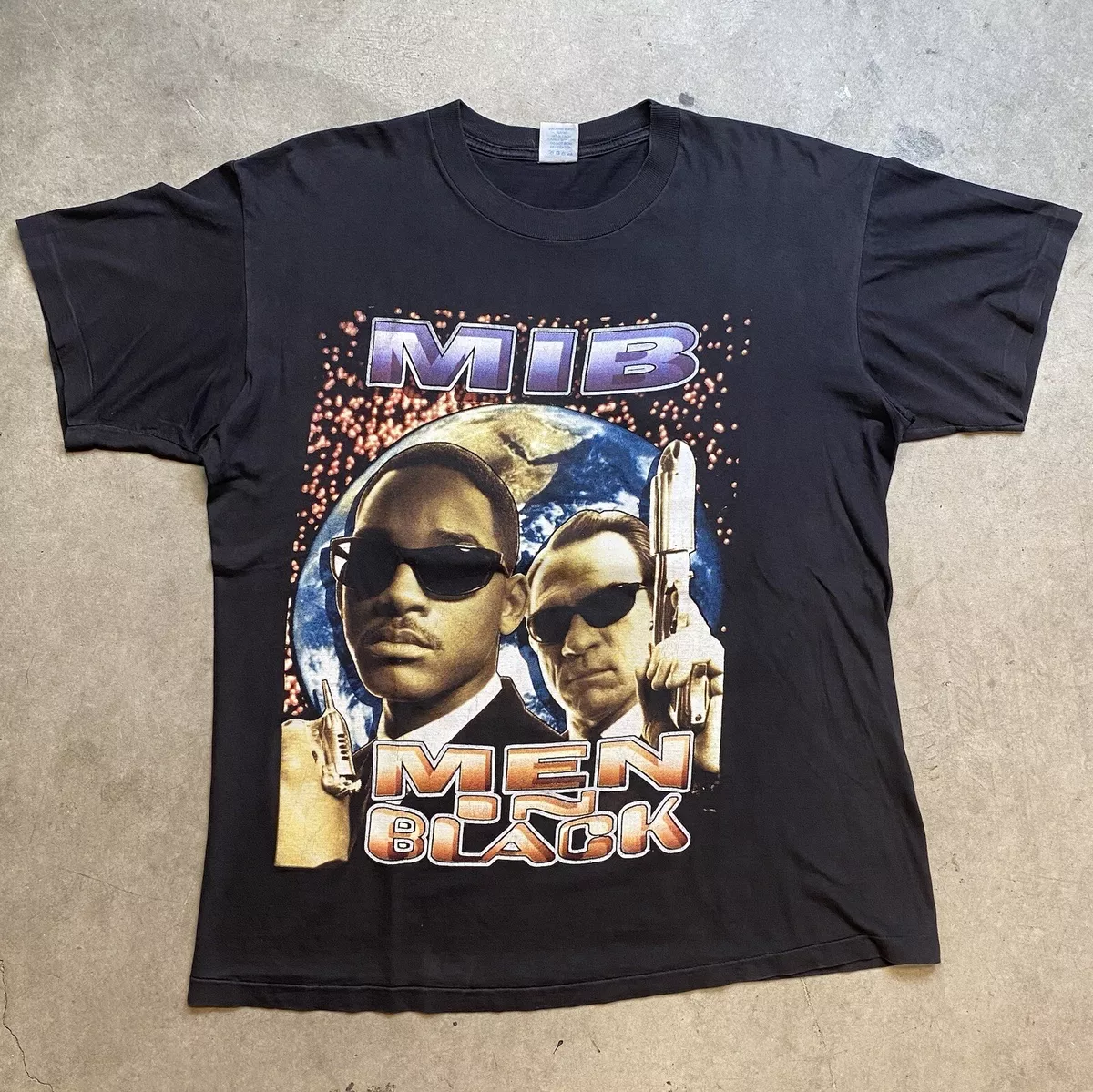 Vintage 90s Men In Black Movie Graphic T Shirt XL Rap Tee