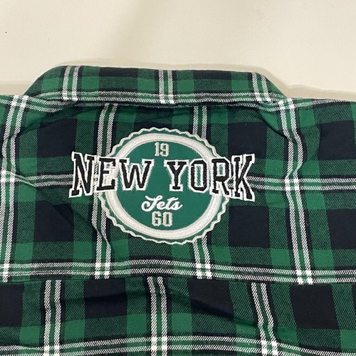 New York Jets FOCO Mens Flannel Plaid Long Sleeve Button Up Shirt Pocket - NWT - Picture 9 of 13