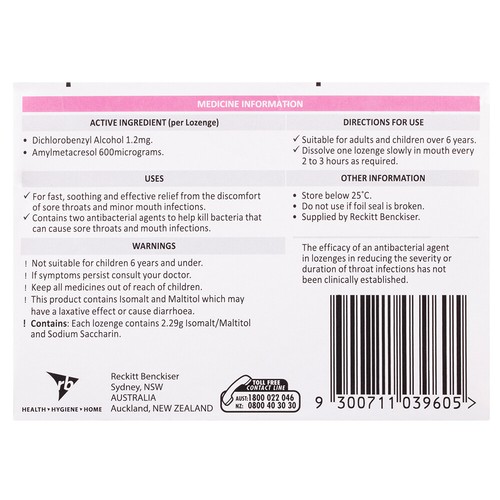 3 x Strepsils Sugar Free Strawberry Flavour Lozenges Sore Throat Relief 36 Pack - Picture 4 of 5