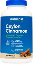 Nutricost Organic Cinnamon (Ceylon Cinnamon) 1,200mg Serving, 150 Capsules