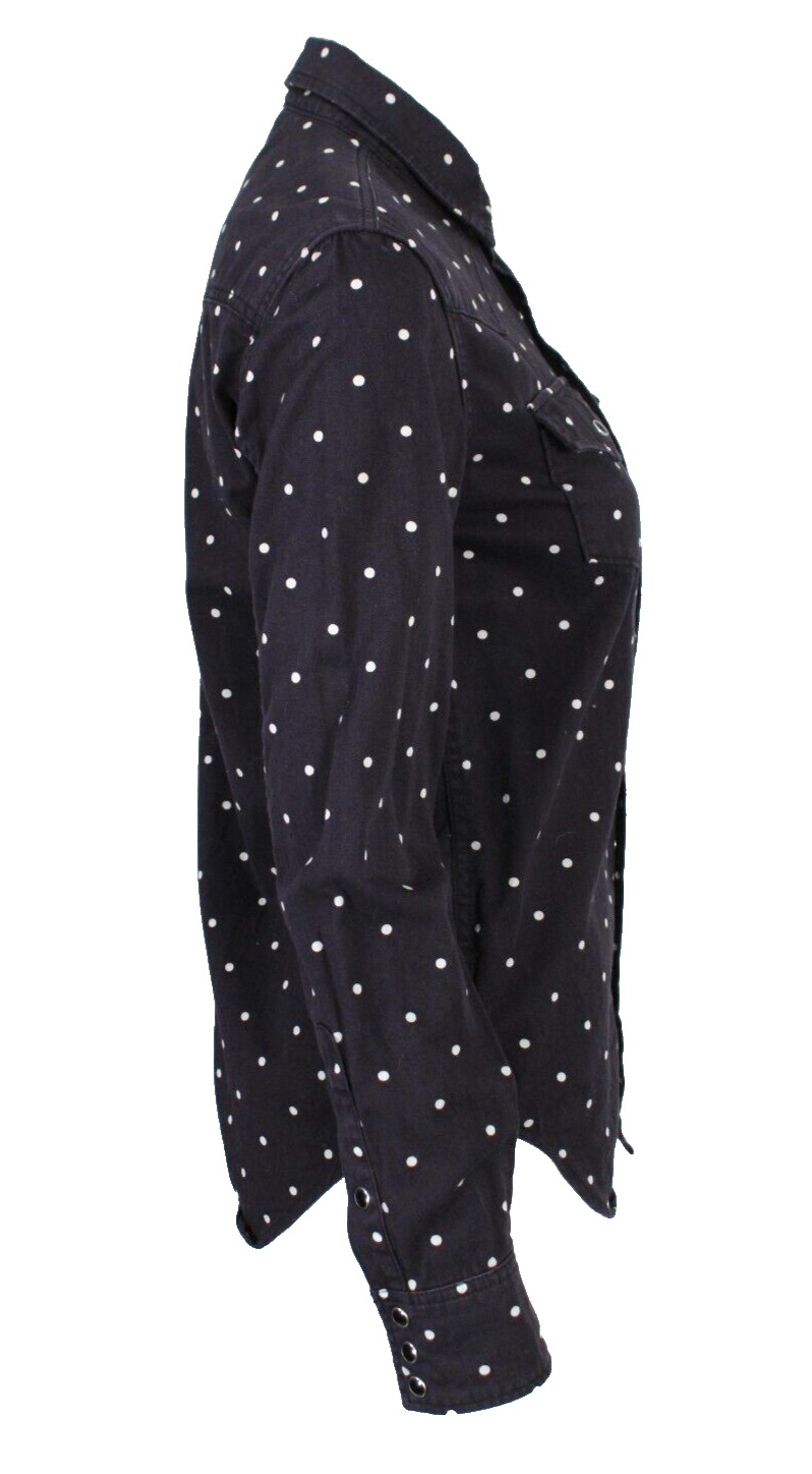 Camicia SAINT LAURENT 2021 blu e bianca a pois cotone western fronte a scatto S