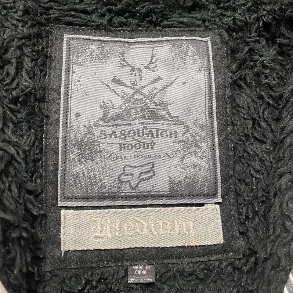 复古 Fox Racing 连帽衫男式中号白色 Sasquatch 摩托车 Y2K 卫衣 — 第 4/4 张图片