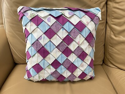 Donna Sharp Roof Tile Accent Pillow  ~ 15 x 15  ~ Pink/Blue/White ~ Cotton ~ New
