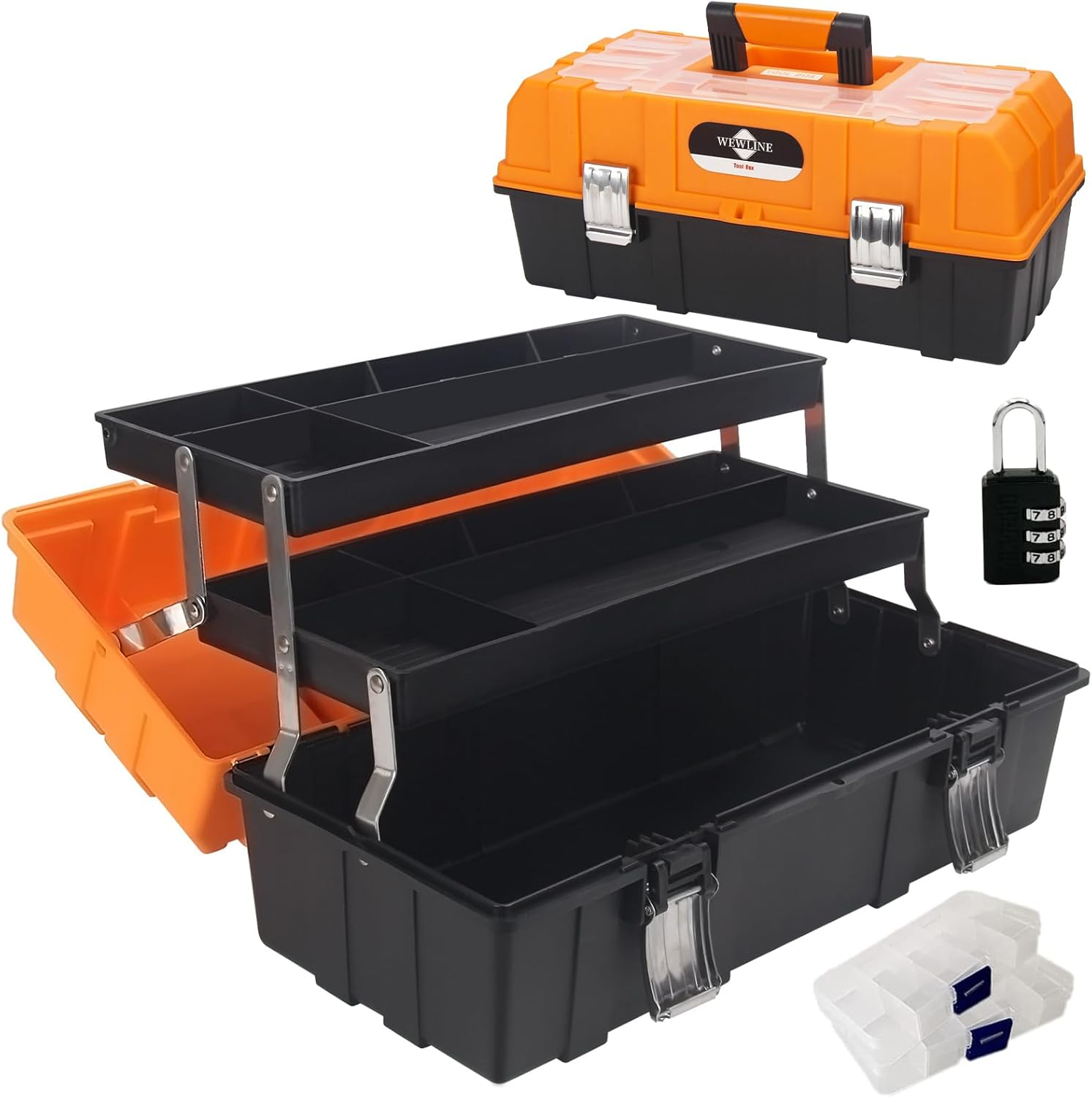 16.5-Inch 3-Layer Plastic Tool Box Organizer for Storage and Multiplication