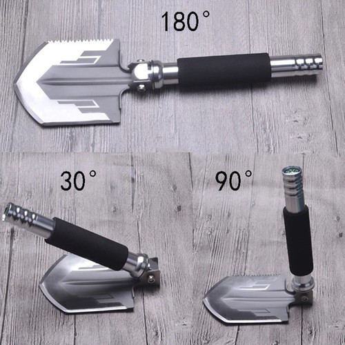 Mini Folding Shovel Multi Function Tactical Steel Multi Function 4in1 with Cover - Picture 17 of 24