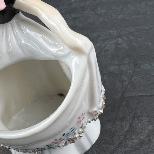Vintage Ceramic Planter Girl w/Spaghetti Trim Open Apron RARE - Imagen 16 de 20