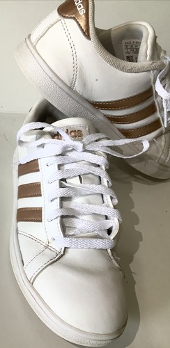 Adidas Neo CF Advantage Mujer Tenis Zapatos Talla 1 Blanco Rosa Dorado Borde Juvenil - Imagen 9 de 12