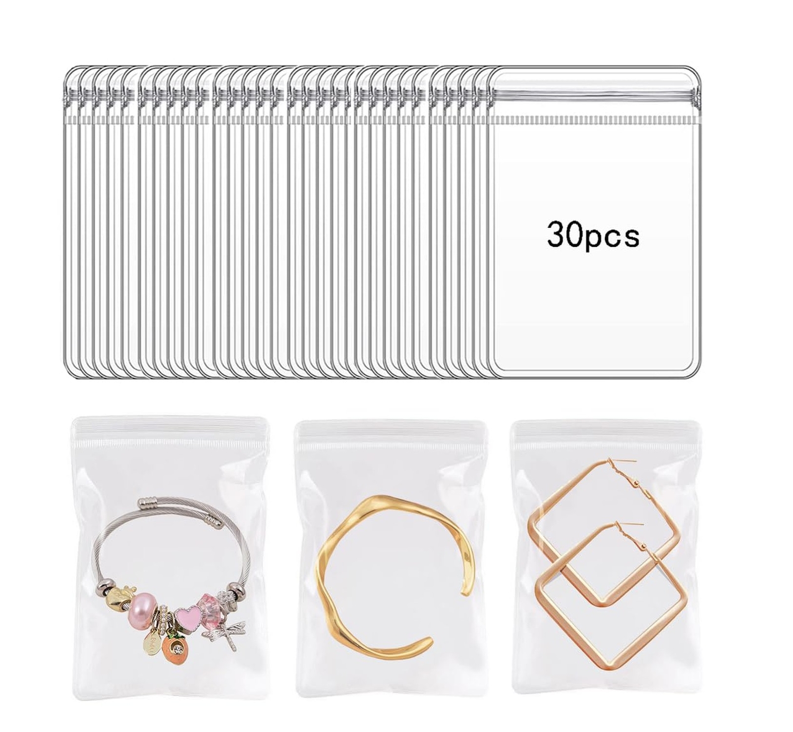 30pcs 3.51” x 5.07” Clear Jewelry Organizer Earring Ring Chain Neckl