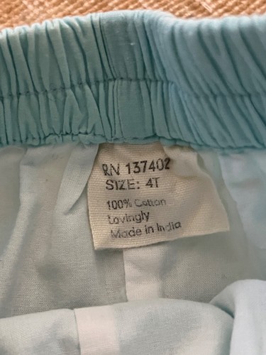WELL DRESSED WOLF 2 PIECE SHORTS SET AQUA REVERSIBLE 4T SOLID EMBROIDERY PLAID - Picture 6 of 6