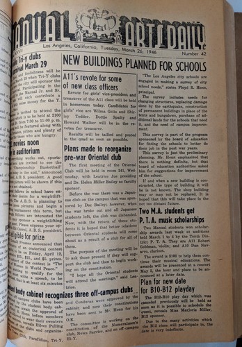 1946 Manual Arts High School encuadernado periódico diario encuadernado enero junio - Imagen 3 de 6