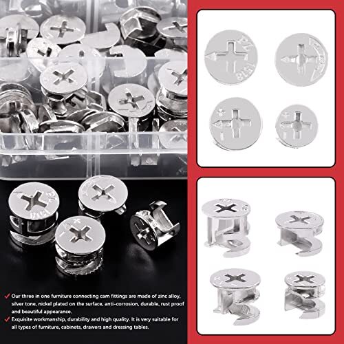 100 Pcs 4 Size Furniture Cam Lock Nut Connectors Fittings Furniture Connecting - Bild 4 von 7