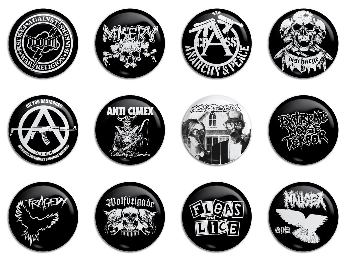 Crust Punk Bands Pack 1 Buttons/Pinbacks Nausea Tragedy GISM