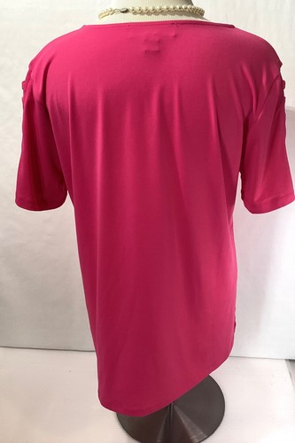 Blusa Top Mujer Michael Kors Talla XL Color Fucsia Decorativa Mangas Cortas - Imagen 5 de 11