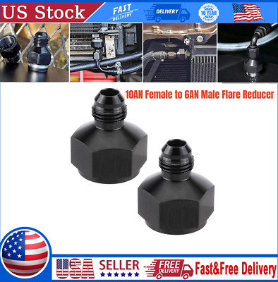 2Pcs 10AN Female to 6AN Male Flare Reducer Fitting Fuel Cell Bulkhead Adapter