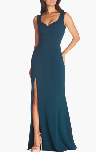 Dress The Population Monroe Side Slit Gown Midnight Blue Navy Small NWT - 第 1/4 張圖片