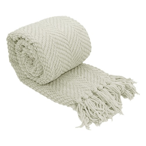 Boho Knitted Throw Blanket – Tweed Texture, Tassels, Lightweight Couch Bed Decor - Picture 189 of 337