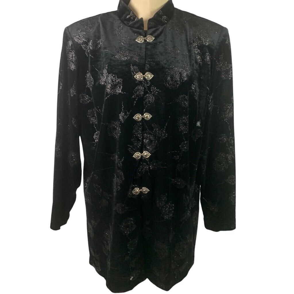 2X J.B.S. Ltd. Vintage 1980s Black Velvet Sparkle Jacket 2X J.B.S. Ltd. Vintage 1980s Black Velvet Sparkle Jacket