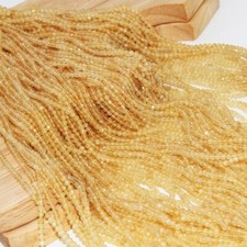 Yellow Citrine Beautiful Faceted Round Shape 2MM 3MM Gemstone Healing Beads 12"