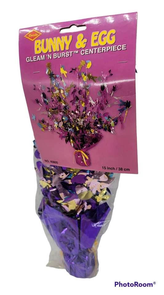 NEW Beistle Easter Bunny & Egg Gleam 'N Burst Centerpiece 15" Tall - Image 2 of 3