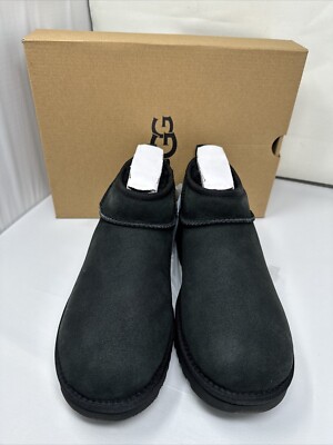 UGG Classic Ultra Mini Black Suede Sheepskin W 1116109