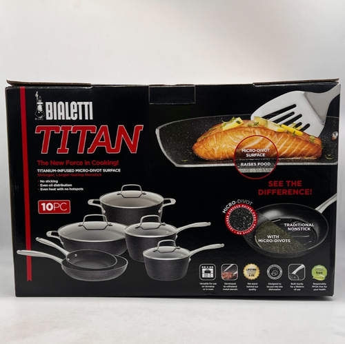 Bialetti Titan Titanium-Infused Micro-Divot Surface 10 Piece Cookware Set - Picture 13 of 18