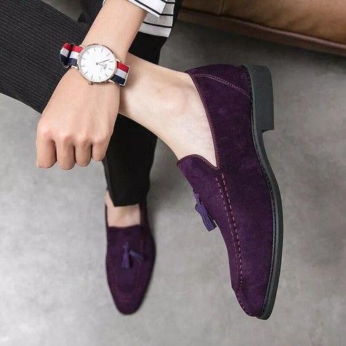 New Mens Loafers Suede Leather Shoes Men Driving Shoes Wedding Male Dress Shoes - Picture 22 of 28