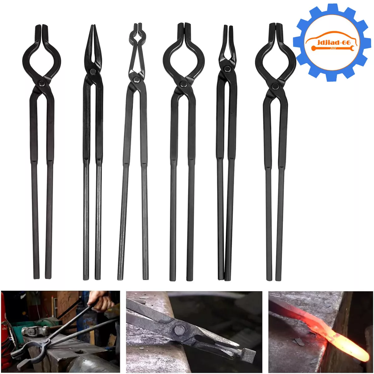 6Pc Beginner Blacksmith Tongs Blacksmith Forge Tong Tools Set Knife Making  Tongs