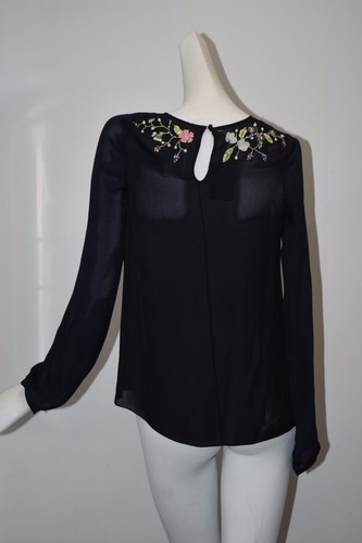 De S Fiorato D 2 3 Ricamato La Maglia Oscar Nuovo 0 Seta Navy 4 Floreale Renta Z4W85pz