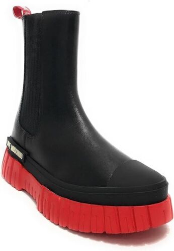 Moschino Zapatos Mujer Love Bota Con Plataforma De Cuero Negro/Rojo - Nº 36 EUR - Imagen 2 de 11