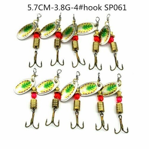 10PCS Lot Fishing Lures Metal Spinner Baits Bass Tackle Crankbait Spoon Trout - Imagen 31 de 43