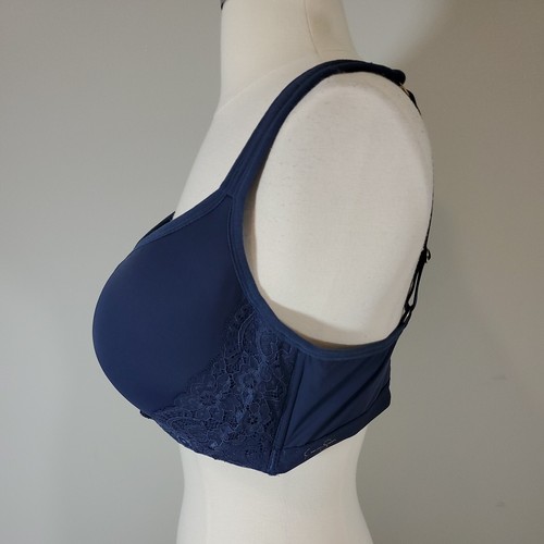 Jessica Simpson Navy Blue Bra 40D #71222 Padded Underwire Back Closure Lace - Picture 4 of 12