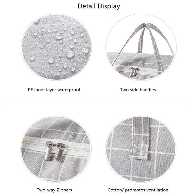 Clothes Quilt Blanket Storage Bag Fabric Organizer Waterproof Zipper Bags Cotton eBay