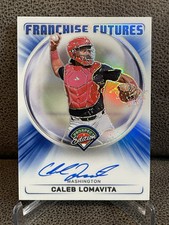 Caleb Lomavita 2024 Panini Prospect Franchise Futures On Card Blue Auto /49 Nats