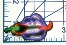 Mouth Chili Pepper Vinyl Sticker Neon Eating Bite Die Cut Durable Ready to Ship